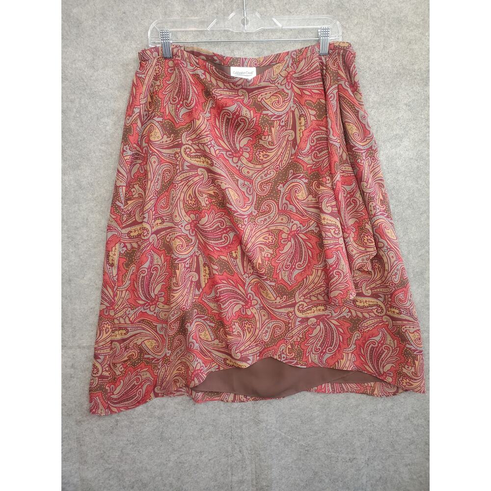 Women's Coldwater Creek Size XL Red & Brown Paisley Midi Skirt